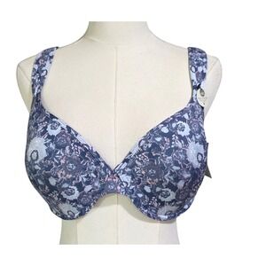 Lucky Brand Full Figure Bra Women 40C Blue Floral NEW Underwire Comfort Straps